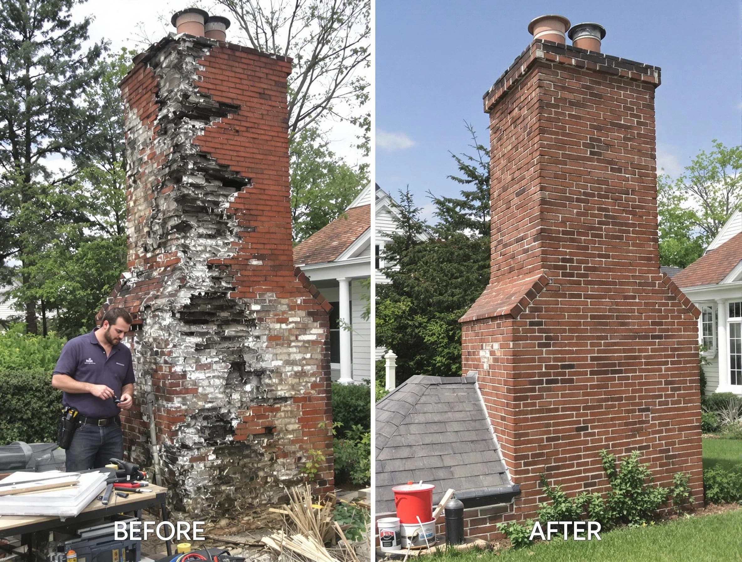 Hempfield Chimney Sweep performing a full chimney restoration in Hempfield, PA