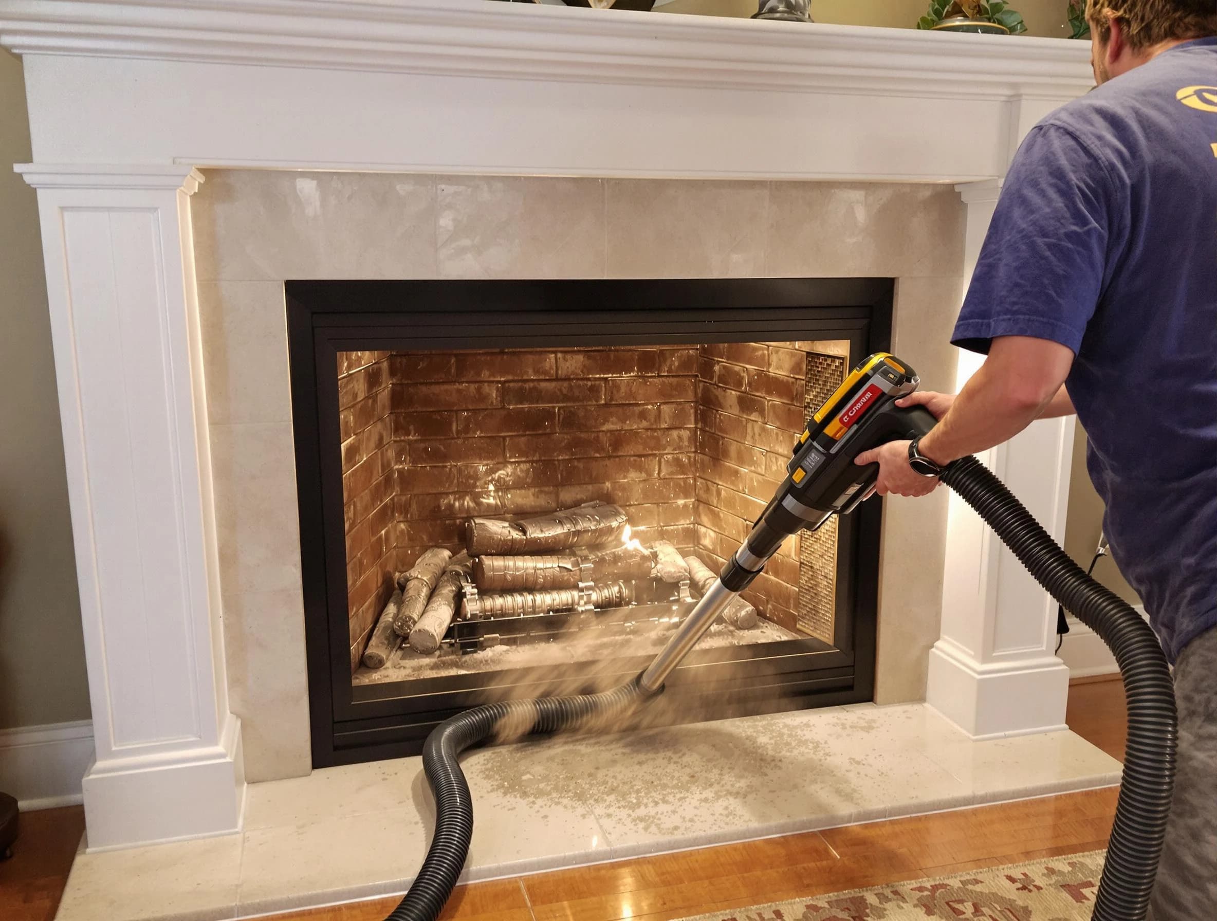 Fireplace cleaning performed by Hempfield Chimney Sweep in Hempfield, PA