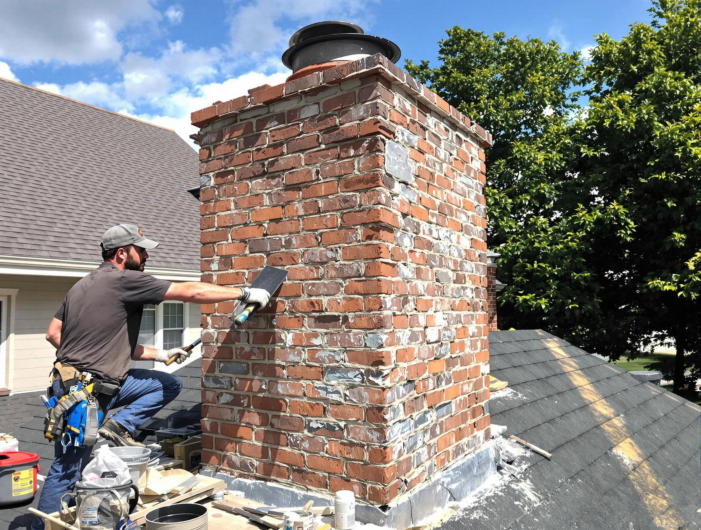 Completed chimney rebuild by Hempfield Chimney Sweep in Hempfield, PA