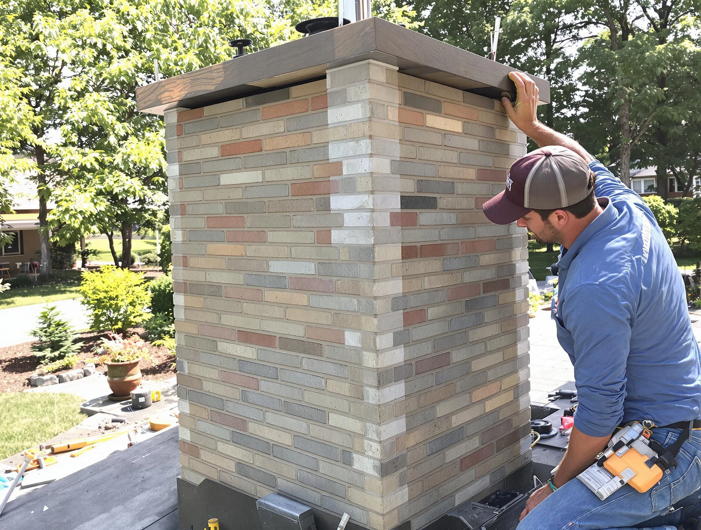 Hempfield Chimney Sweep completing a modern chimney remodel in Hempfield, PA