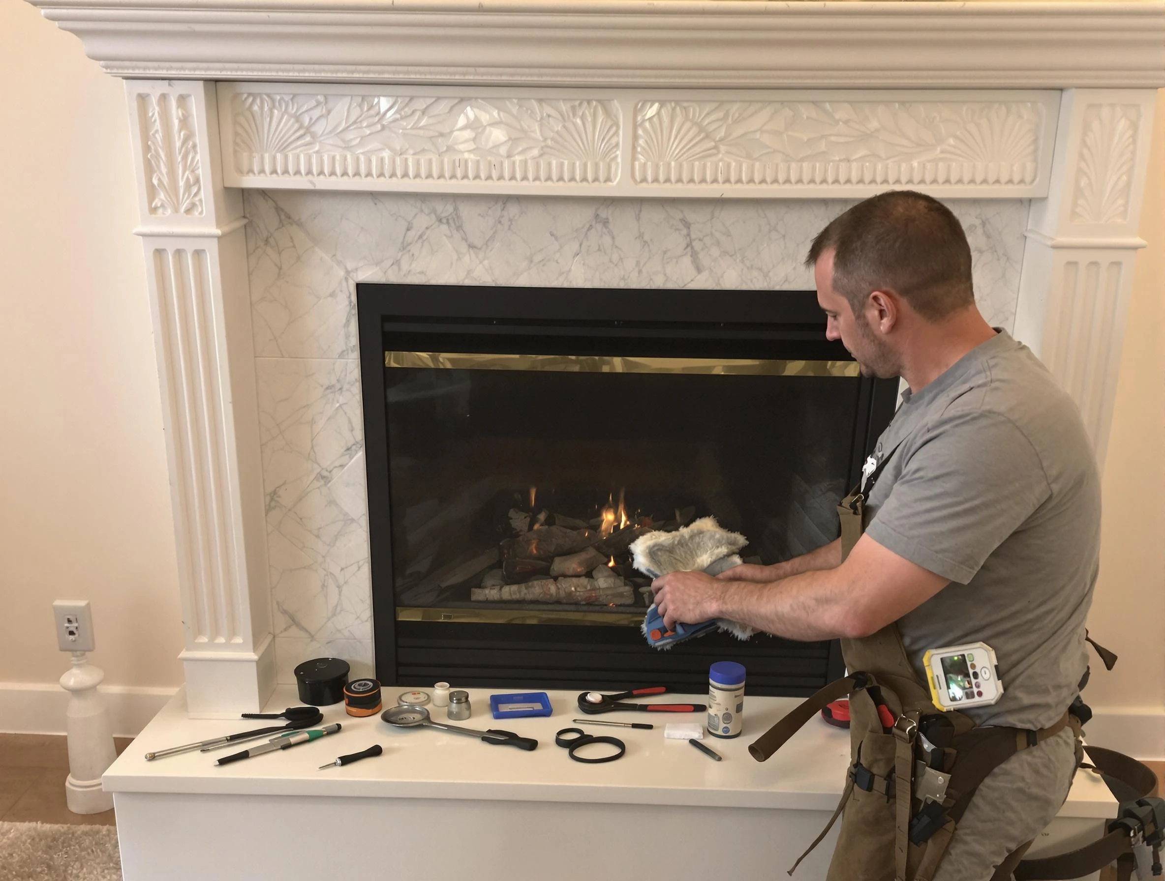 Hempfield Chimney Sweep performing fireplace maintenance in Hempfield, PA