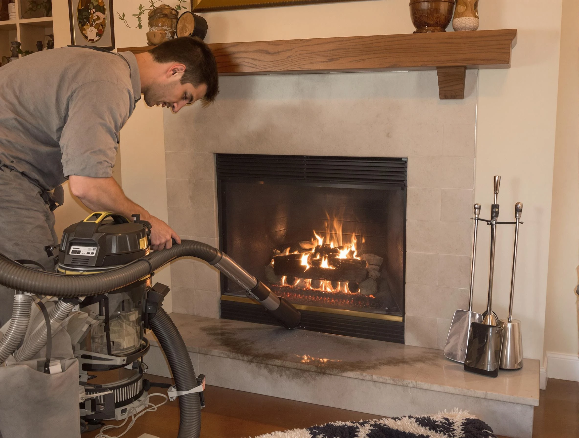 Routine fireplace upkeep by Hempfield Chimney Sweep in Hempfield, PA